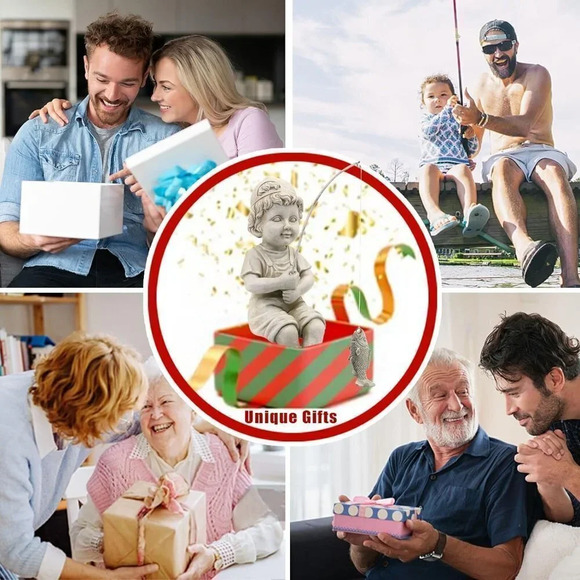 Polyresin Outdoor Statue Fisherman Figurine Sculpture Gardening Gifts 11" inches - Picture 2 of 6